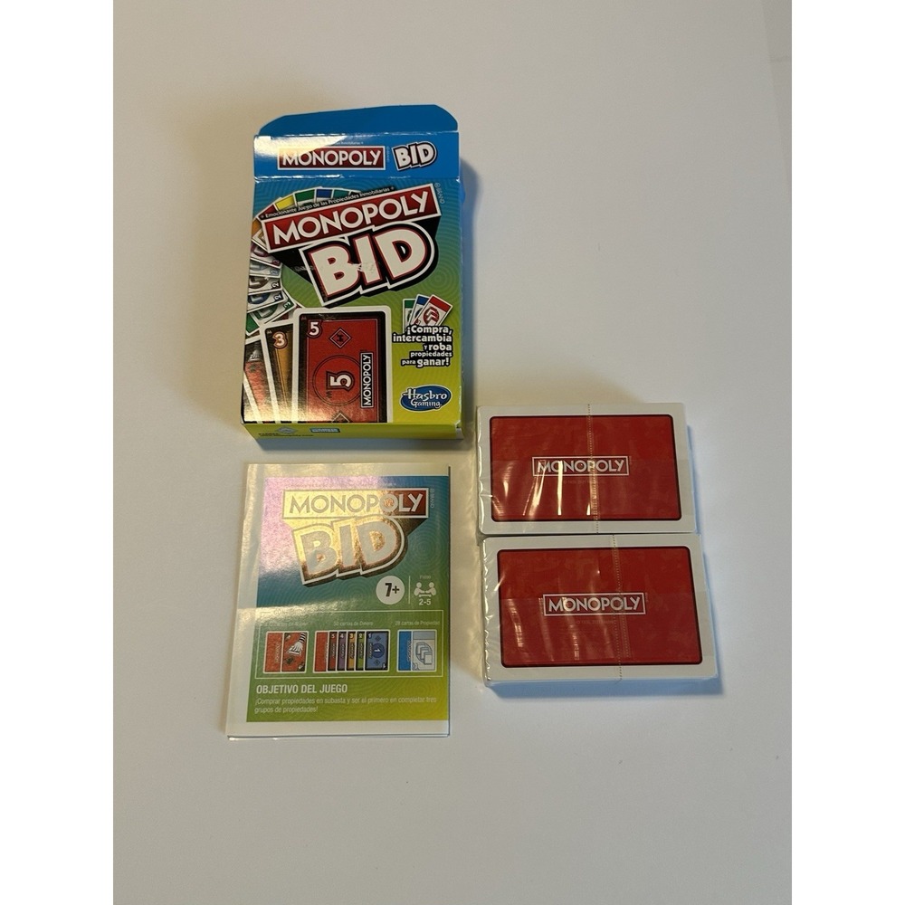 Hasbro Gaming Monopoly Bid Card Game Spanish Edition 2-5 Players Ages 8-11 - Picture 3 of 5